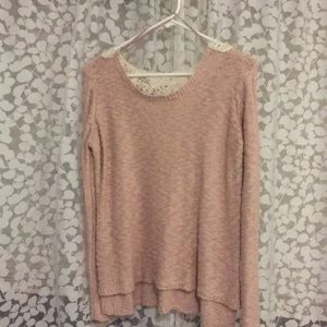 Pink knit/lace long sleeve
